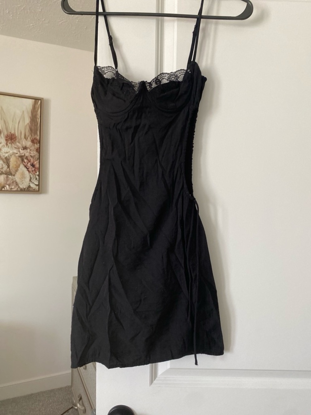 Princess Polly Black Lace-Trim Mini Slip Dress